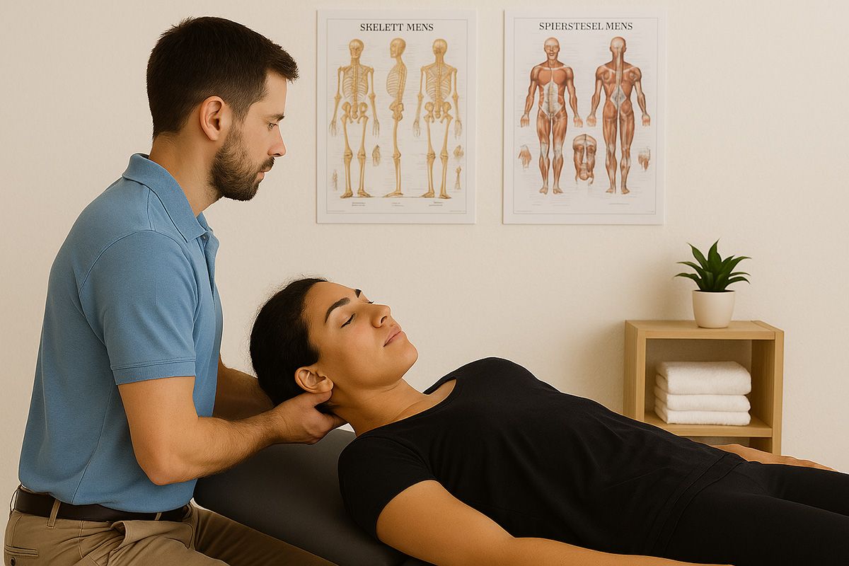 Fysiotherapeut in behandeling met cliënt, Fysio Scheveningen